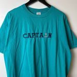 Vintage 80s Captain T Shirt Blue 2XL XXL USA Anchor Embroidered Tee 100% Cotton Photo 8