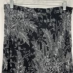 Anthropologie  Size 8 Black, White Floral Print Satin Midi Skirt Photo 2