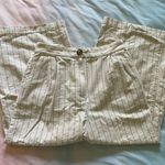 ASOS Striped Cropped Beige Trousers Cotton Linen Blend Photo 1