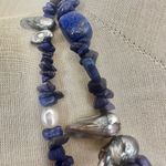 Lapis Lazuli & Freshwater Pearl Double Strand Necklace Blue Photo 6