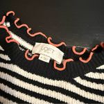 Loft  Black and White Striped Sweater with bright Trim Photo 1