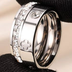 Boutique 18k White Gold Plated Rhinestone Clover Ring Band Stackable Set Photo 0