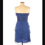 Adrianna Papell  Dress 6 Strapless Ruffles Cocktail Blue dressy Organza Tiered Photo 3