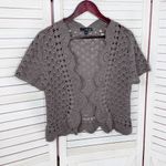 Willi Smith  Boho Cottage Crochet Cardigan Shrug Sweater Taupe Medium Photo 6