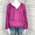 Free People  Movement Surfs Up Oversized Shirt Pocket Pullover Slouchy Knit Pink Photo 1