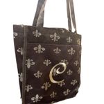 Fleur de Lis‎ Initial C Brown Tote Bag Zipper Top Travel Purse Photo 1