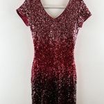 Maner Ombre Sequin Short Sleeve Bodycon Mini Dress Pink Red Black Small Photo 3