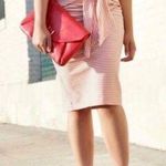 ZARA  Skirt Knee Length Tie-Front Pink Pinstriped Knit Pencil Skirt Size Small Photo 1