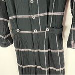 Free People Keep It In Check Black Plaid Pockets Front Button Jumpsuit Small Photo 10