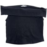 ZARA  Top‎ Womens Small Black Off Shoulder Ribbed Sweater Foldover Neck Pullover Photo 0