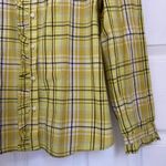 Loft NWOT Ruffle Trimmed Plaid Button Down Shirt Photo 7