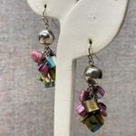 Boho Dangle Earrings Silver Tone Shell Beads Bell Sound Beach Vacation Coastal Photo 2