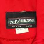 Vintage 80s Red Black Collared Belted Pleated Shoulder Pads Midi Dress size M Size M Photo 14