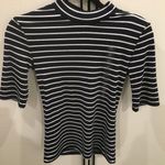 NWT 8 Seconds Korean Brand Stripe Mock Neck Tee M Black Size M Photo 0