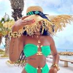 Pretty Little Thing Plus Green Hammered Trim Bikini Top NWT US 22 Photo 1