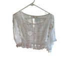 Millau XS White Sheer Embroidered Boho Crop Top Tassel Hemline Will Fit Up To M Photo 2