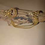 Swag Brooch Yellow Gold Tone Bow Chain Pin Set Ornate Tassel Dangle Detailing Photo 13