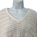 CAbi Cream Ivory Fringe Fiesta Poncho Open Knit Half Sleeve Sweater Top size M Photo 7