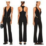 ET OCHS Ayden Plunge Neck Cutout Jersey Jumpsuit Black Womens Size 12 Sleeveless Photo 1