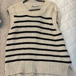 ZARA  Women's Knit Sweater - Black and Cream Stripes Photo 0