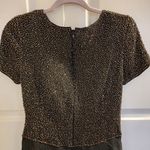 Vintage Bieff Basix Black Silk Short Sleeve Retro gold Beaded Midi Dress 6 Photo 7