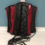 Top Drawer Red black Fishnet Steel Boned Under Bust lacing Corset size M costume Size M Photo 5