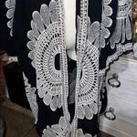 Pinky Womens 1X Black Embroidered Open Front Kimono Lagenlook Boho Duster Photo 3