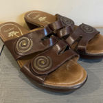 Dansko Donna Coffee Swirl Sandal Wedge Heel Platform Slide Open Toe Leather 40/9 Brown Photo 0