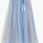 J.Crew NWT  Tulle Ball Skirt in Blue Sheer Mesh Pleated Ribbon Belt A-line 6 Photo 0
