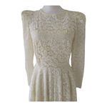 Vintage Cachet by Bari Protas Cream Lace long sleeve circle skirt dress size S Photo 3