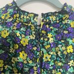 ZARA  Floral Micro Pleat Long Sleeve High Neck Puff Sleeve Baby Doll Mini Dress L Photo 3