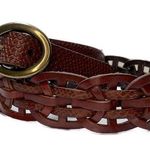Fossil Woven Leather Belt Sz M Brass Tone Hardware Photo 0