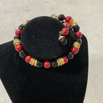 Chunky adjustable bracelet choker black red beaded gold tones Photo 1