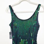 Revolve h:ours NWT  Zafiro Sequin Green Iridescent Asymmetric Hem Midi Dress Photo 6
