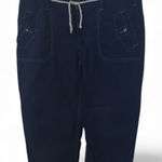 North River Navy Blue Capris with Rope Belt Anchor Buttons Nautical Photo 0