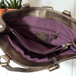 Coach Metallic Bronze Leather Buckle Shoulder Bag Satchel Handbag Purse Photo 8