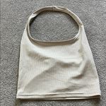 SheIn Cream Ribbed Shoulder Top Photo 0