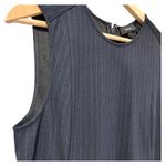 Theory  Women Navy Pinstripe Knit Sheath Dress Size 6 Sleeveless Shift Mob Career Photo 6