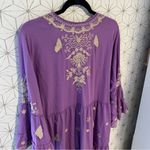 Johnny Was  Arzella Knit Easy Tiered Dress Purple Embroidered Photo 7
