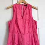 Trina Turk  Eyelet Scallop Hem Cropped Jumpsuit in Cosmo Pink Size 12 Photo 6