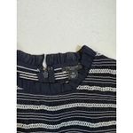 Ann Taylor Petite Navy Blue Dress White Striped Smocked Ruffle Sleeves Photo 2