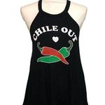 Modern Lux NWOT Black Chile Out Chili Pepper Halter Tank Top Photo 0