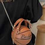 Basketball Shaped Crossbody Bag NWOT Brown Photo 7