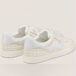 Stuart Weitzman  NWT‎ Daryl Cream White Tweed Leather Sneakers with Ribbon Laces Photo 1