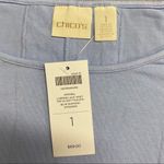Chico's Lorrine Shirt Top Diamond Blue Lace Detail Short Sleeve Size 1 Med NWT Photo 2