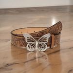 Butterfly Buckle Vintage Style Embossed Brown Waistband Western‎ Jeans Belt Photo 10