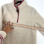 L.L. Bean Signature Cream Sherpa Fleece Pullover Women's Small Quarter Zip Red Photo 6