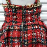 L’Atiste Womens Short Dress Medium Red Black Plaid Tweed Y2K Retro Holiday Party Photo 7