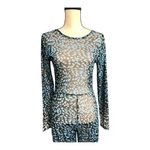 Blue and Black Mesh Patterned Jumpsuit Size L Size L Photo 5