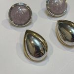 Monet Signed Lot Of 2  Earrings Pierced 1 Two Tone / 1 Purple & Silver Tone Photo 2